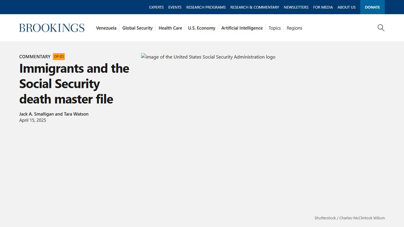 Immigrants and the Social Security death master file | Brookings