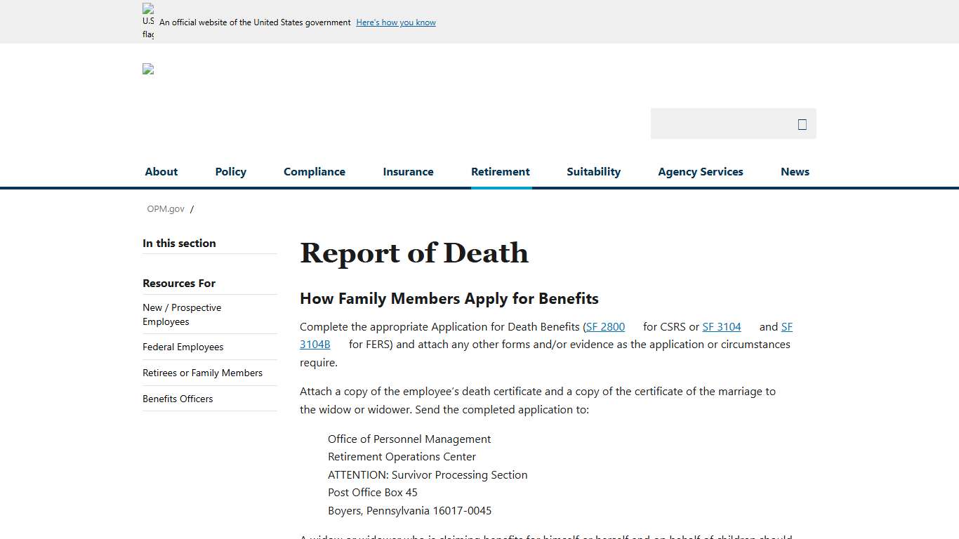 Report of Death