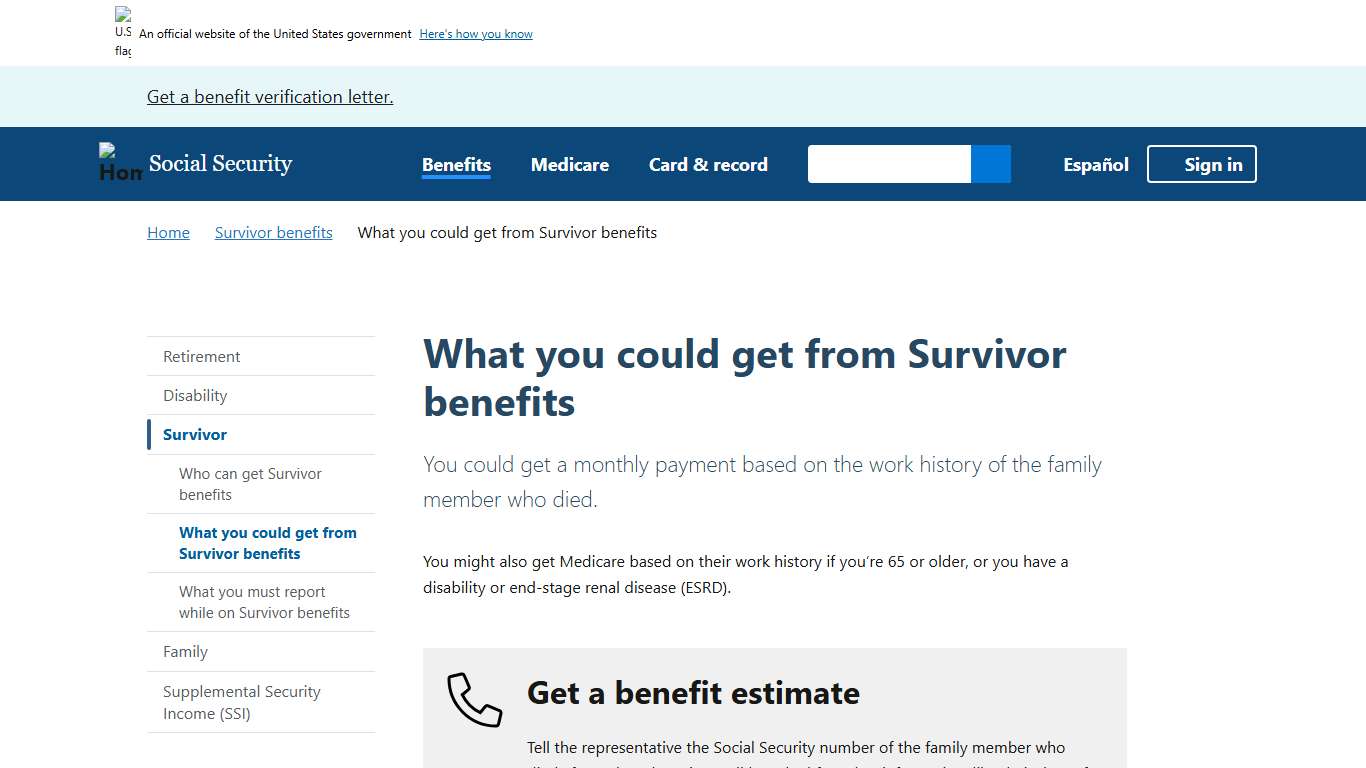What you could get from Survivor benefits | SSA