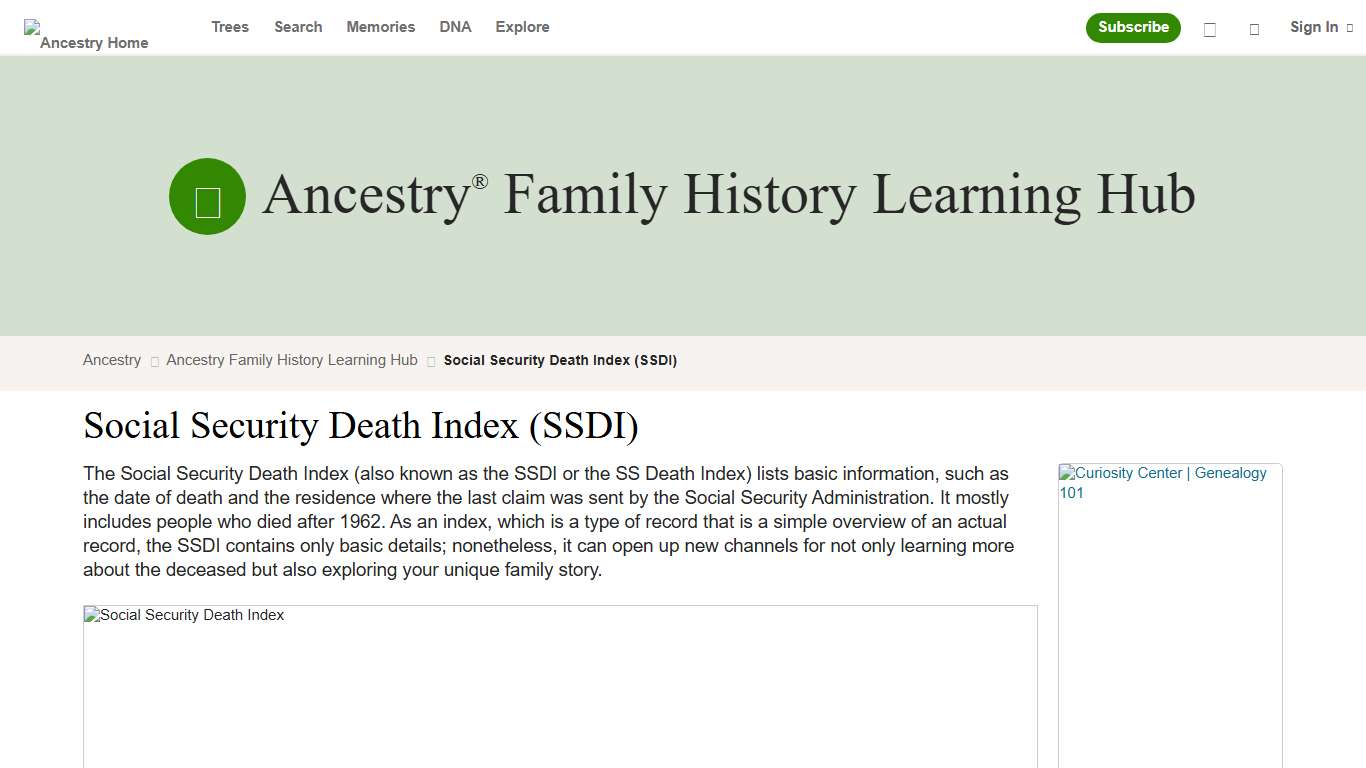 Social Security Death Index (SSDI) | Ancestry® Family History Learning Hub